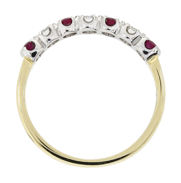 18ct Gold Diamond & Ruby Seven Stones Ring