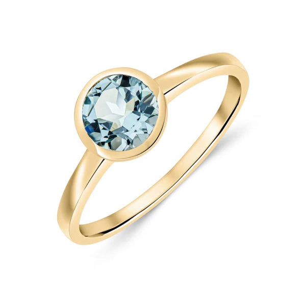 9ct Gold Round Aquamarine Ring