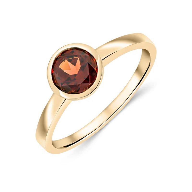 9ct Gold Round Garnet Ring
