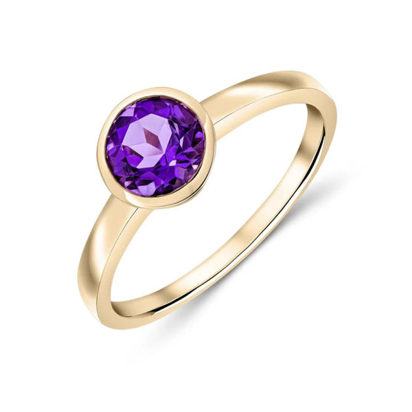 9ct Gold Round Amethyst Ring