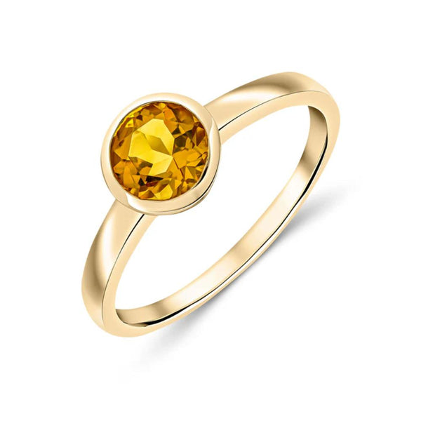 9ct Gold Round Citrine Ring