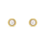 9ct Gold Flat Polished Freshwater Pearl Stud Earrings