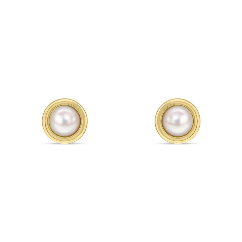 9ct Gold Flat Polished Freshwater Pearl Stud Earrings