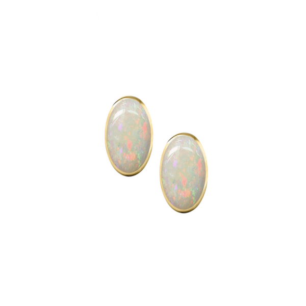 9ct Gold Oval Opal Stud Earrings