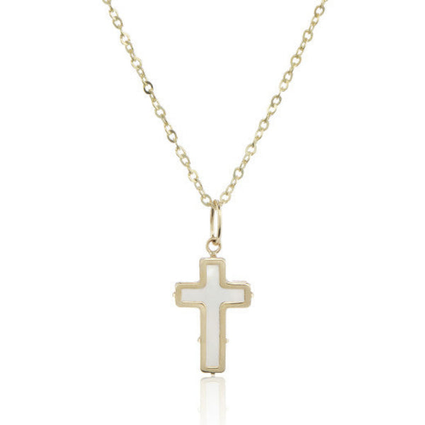 9ct Gold Mother of Pearl Cross Necklace