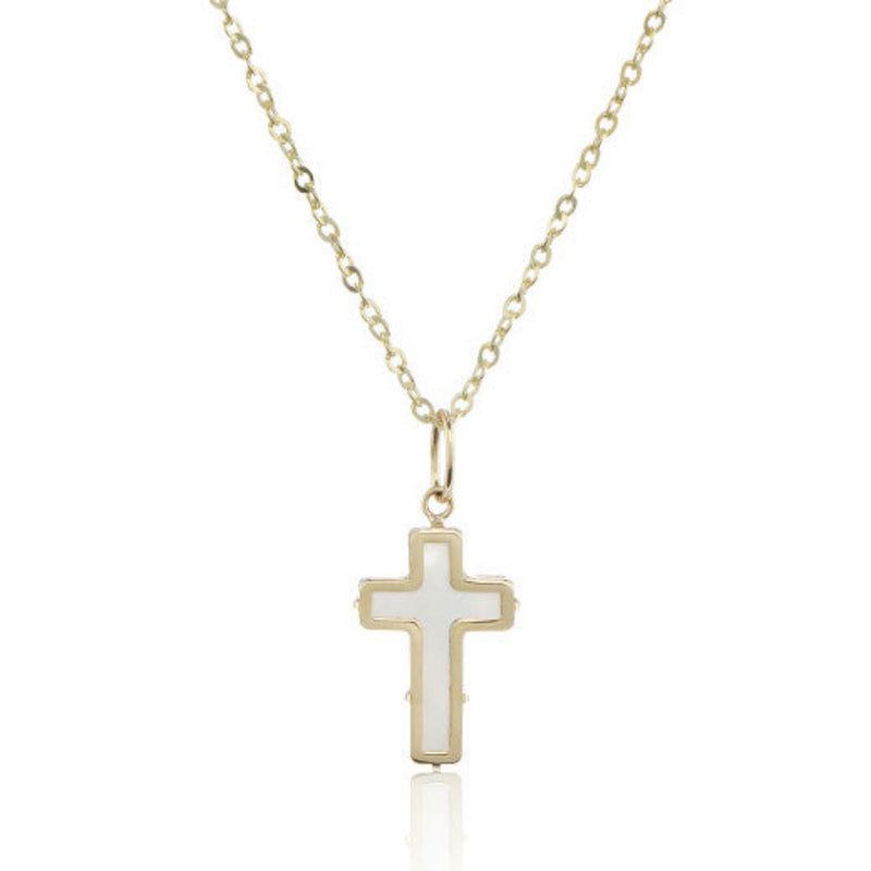 9ct Gold Mother of Pearl Cross Necklace