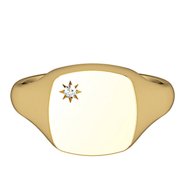 9ct Gold Starburst Diamond Signet Ring