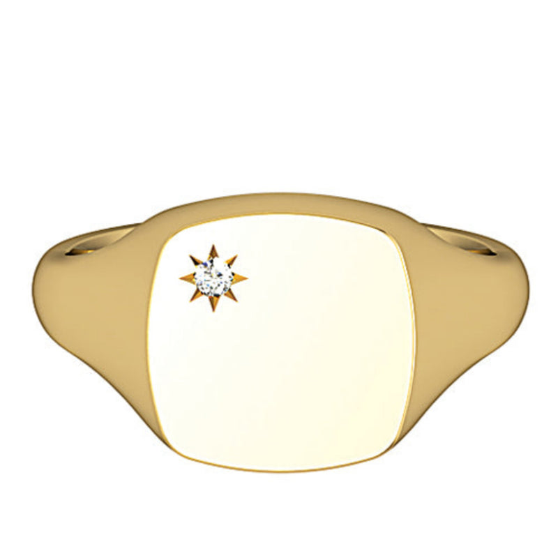 9ct Gold Starburst Diamond Signet Ring