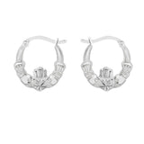 Sterling Silver Claddagh Creole Hoop Earrings