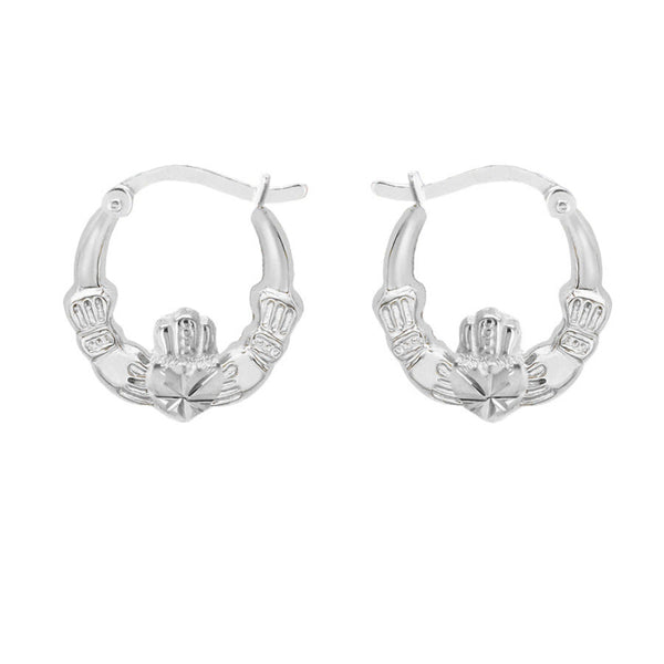 Sterling Silver Claddagh Creole Hoop Earrings