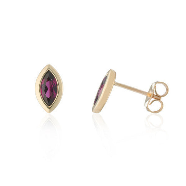 9ct Gold Marquise Garnet Earrings