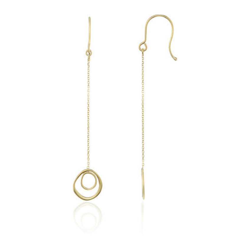 9ct Gold Circular Drop Earrings