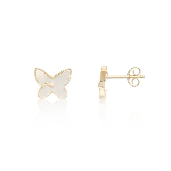 9ct Gold Mother of Pearl Butterfly Stud Earrings