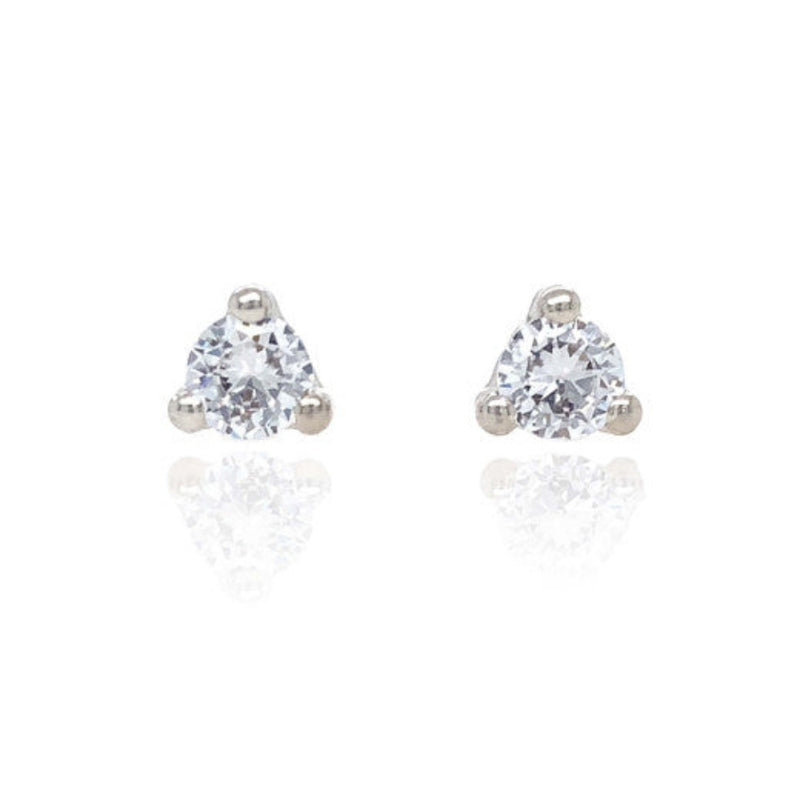9ct Gold Cubic Zirconia Trilliant Stud Earrings