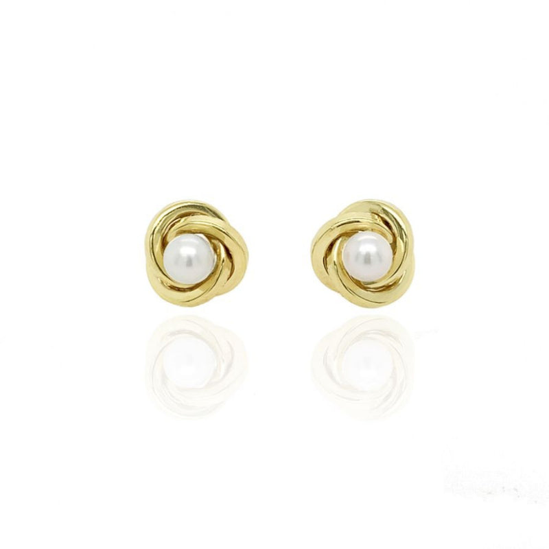 9ct Gold Freshwater Pearl Knot Earrings