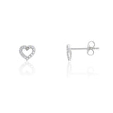 9ct Gold Cubic Zirconia Open Heart Stud Earrings