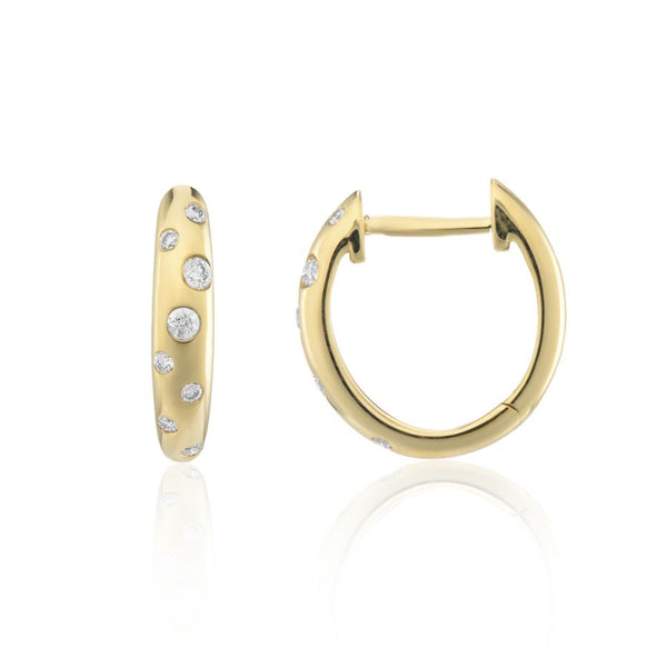 9ct Gold Diamond Chetah Spot Hoop Earrings