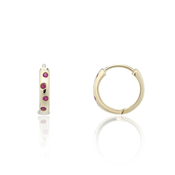 9ct Gold Ruby Hoop Earrings