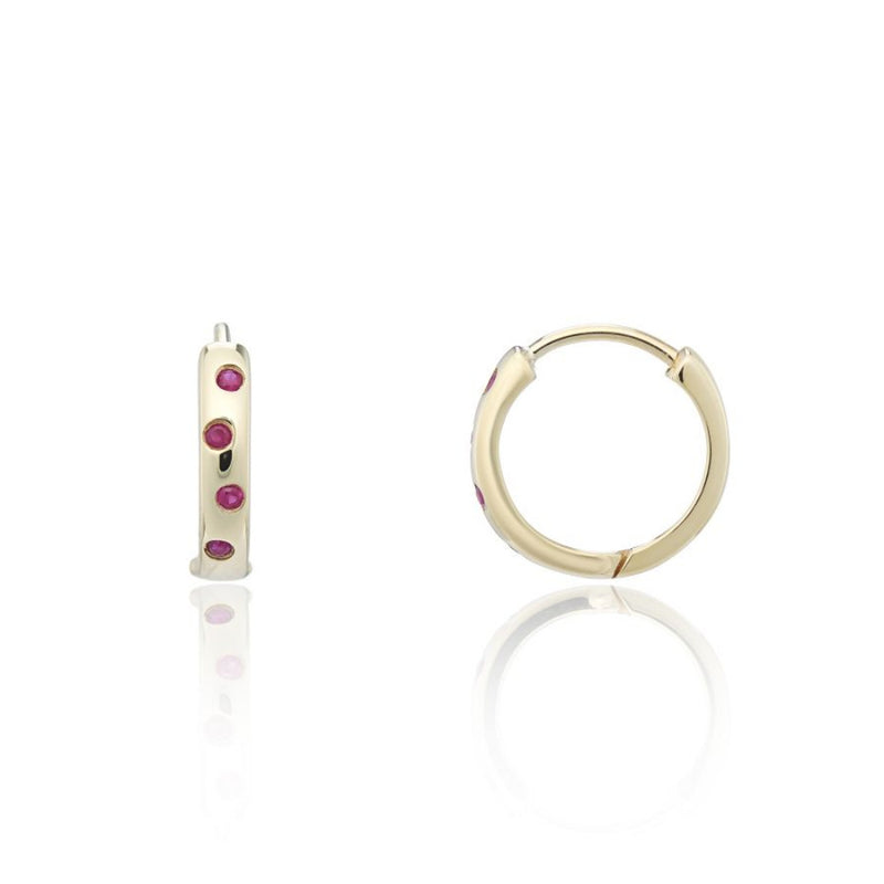 9ct Gold Ruby Hoop Earrings