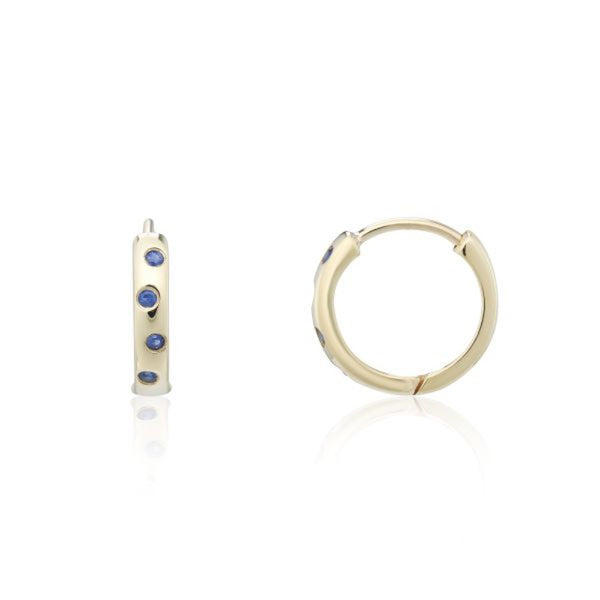 9ct Gold Sapphire Hoop Earrings
