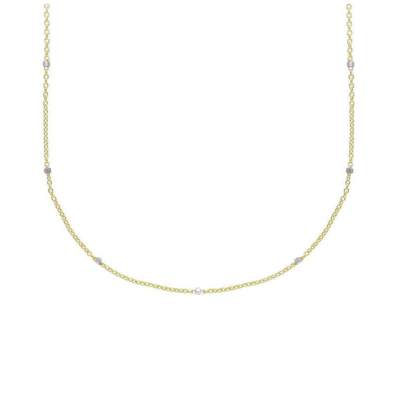 9ct Two Tone Gold Bead Necklace