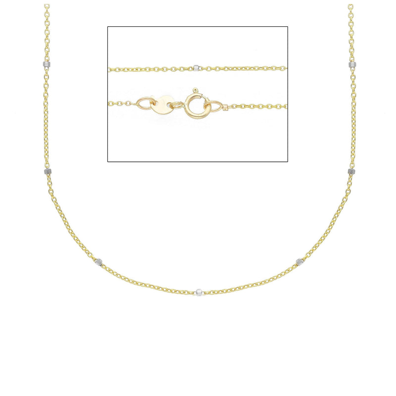 9ct Two Tone Gold Bead Necklace