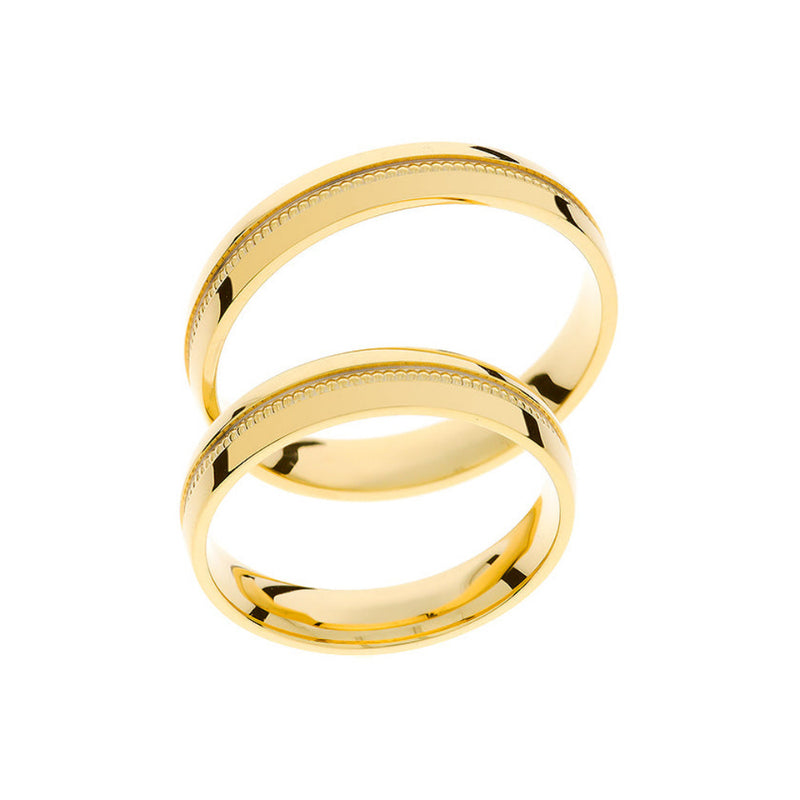 18ct Gold Beaded Centre Wedding Ring