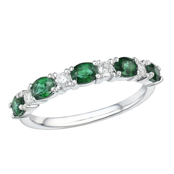 18ct White Gold Diamond & Emerald Ring