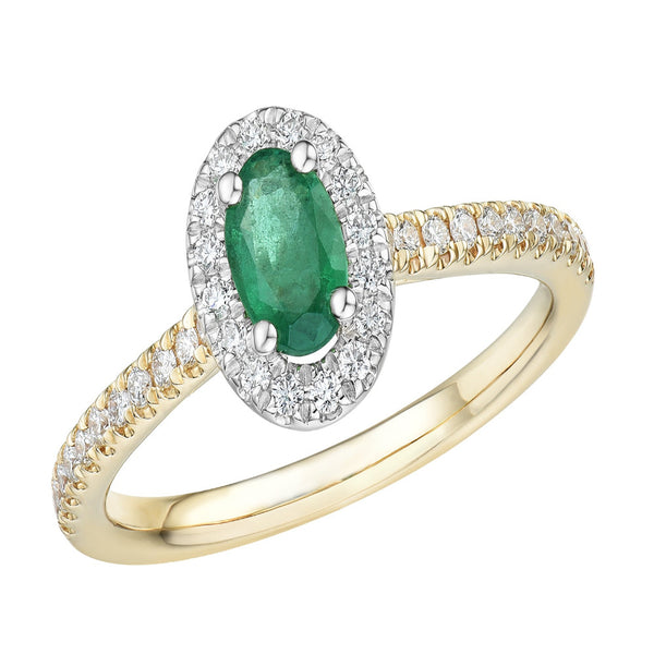 18ct Gold Diamond & Emerald Ring