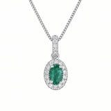 18ct White Gold Emerald / Sapphire and Diamond Halo Necklace
