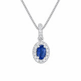 18ct White Gold Emerald / Sapphire and Diamond Halo Necklace