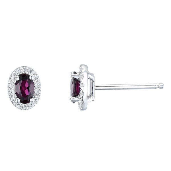 18ct White Gold Diamond & Ruby Earrings