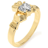 9ct Gold Cubic Zirconia Claddagh Ring