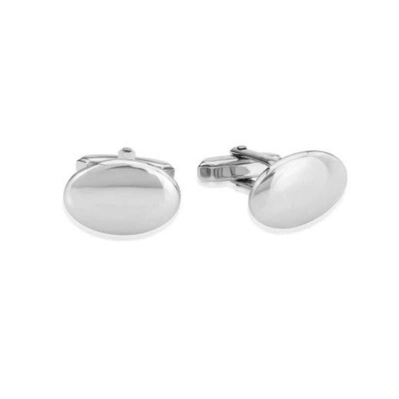 Sterling Silver Oval Onyx Cufflinks