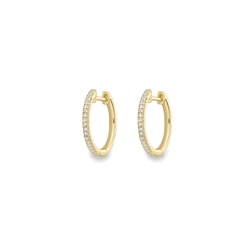 9ct Gold Diamond Huggie Hoop Earrings