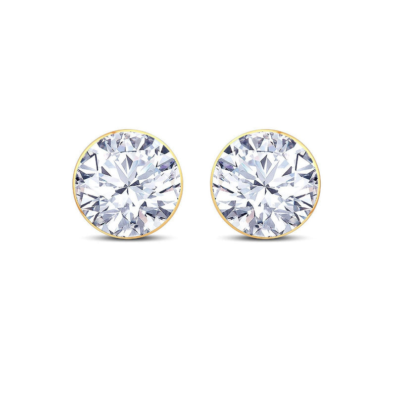 18ct Gold Round Dew Diamond Stud Earrings
