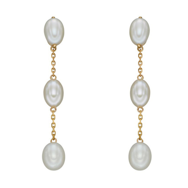 9ct Gold Cultured Pearl Tier Drop Earrings
