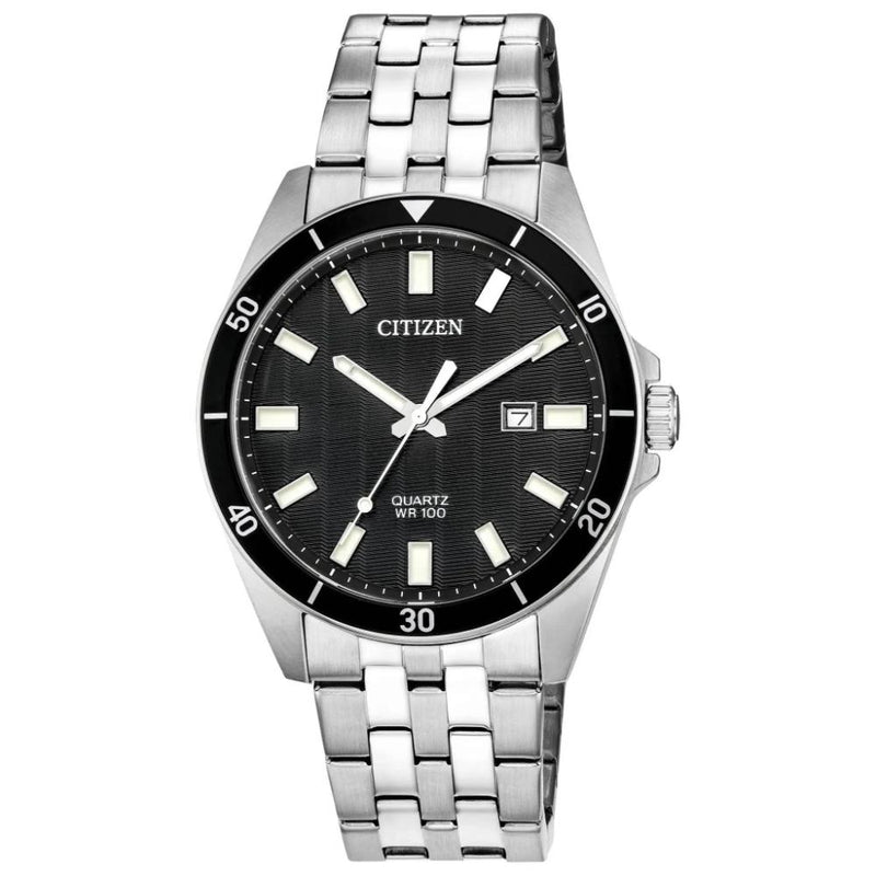 Citizen Quartz Silver Steel Black Dial 42mm Watch BI5050-54E