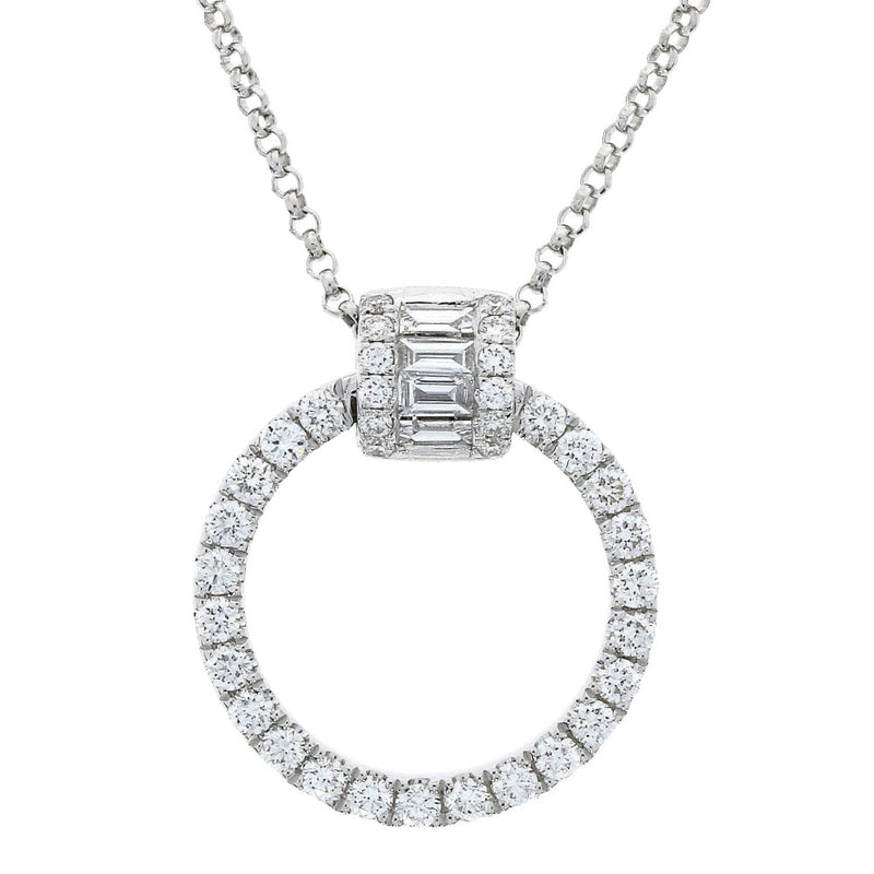 18ct White Gold Diamond Circle Necklace