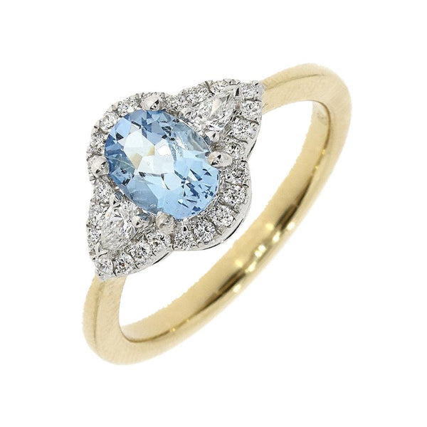 18ct Gold Diamond & Aquamarine Ring
