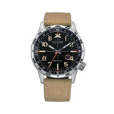 Citizen Aviator Eco-Drive 43mm Black Dial Nylon Strap Mens Watch BM7550-10E