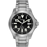 Citizen Promaster Eco Drive Silver Titanium Black Dial 40mm Watch BN0018-55E