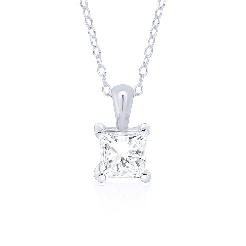 9ct White Gold Lab Diamond Necklace