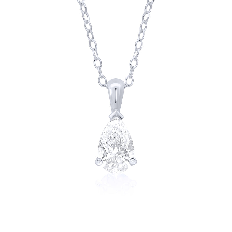 9ct White Gold Lab Diamond Necklace
