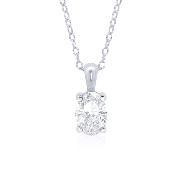 9ct White Gold Lab Diamond Necklace