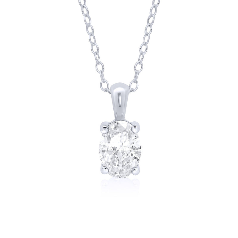 9ct White Gold Lab Diamond Necklace