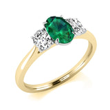 9ct Gold Diamond & Oval Emerald / Ruby / Sapphire Ring