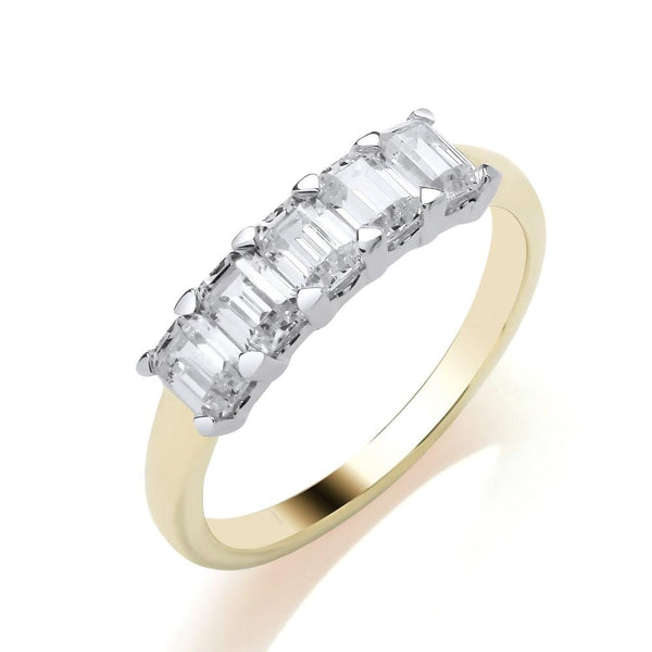 18ct Gold Five Stone Emerald Cut Diamond Ring
