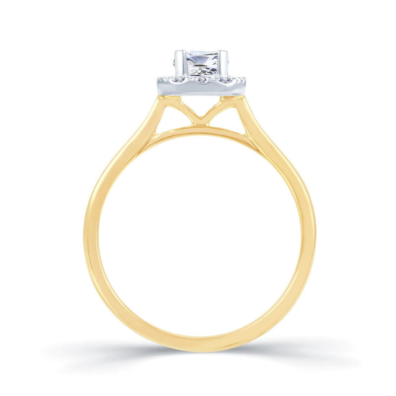 18ct Gold Emerald Cut Halo Diamond Ring
