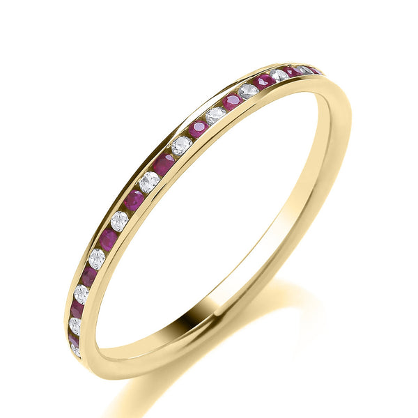 9ct Gold Diamond & Sapphire / Ruby Ring